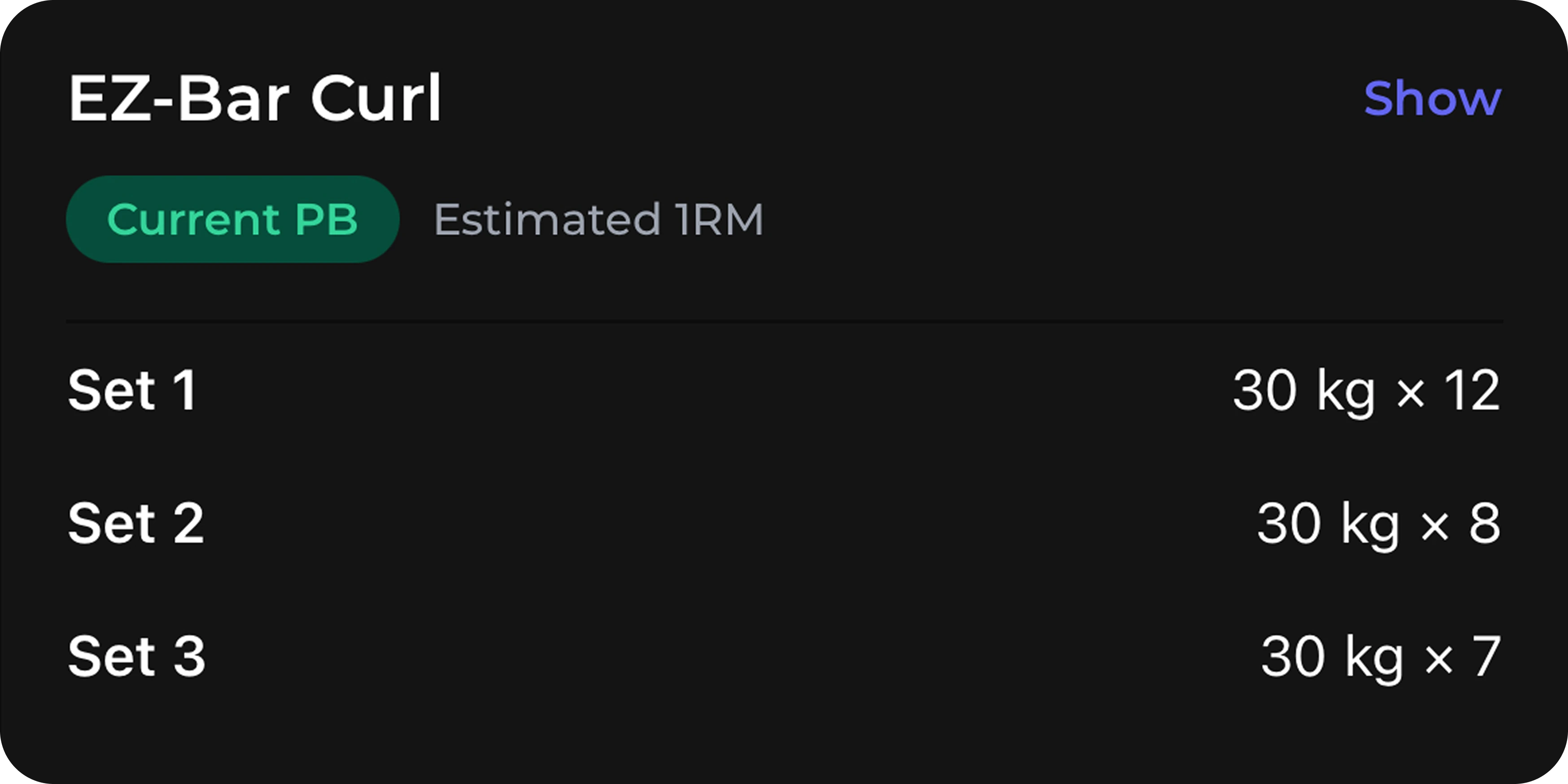 Workout summary preview in dark mode