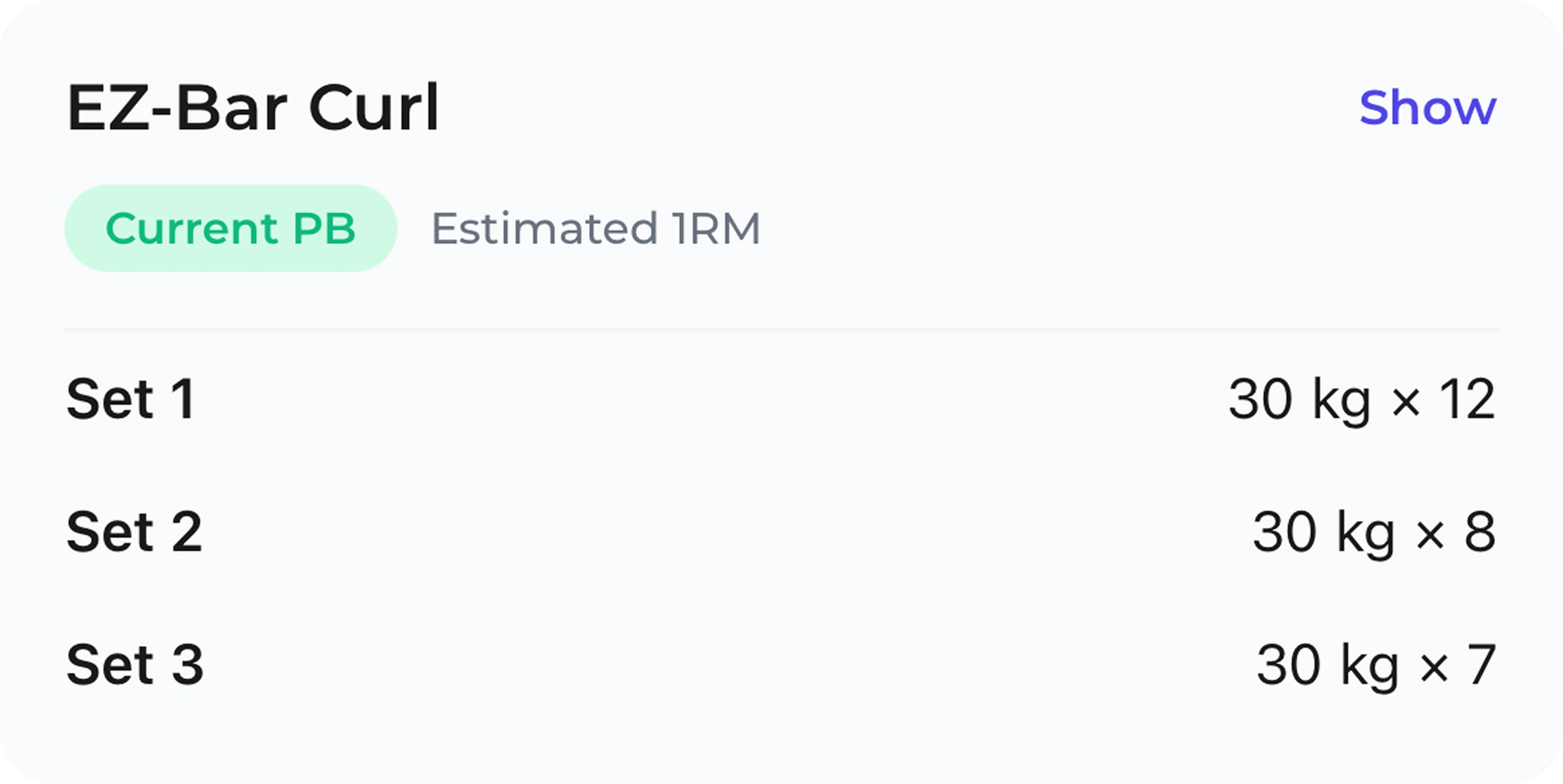 Workout summary preview in light mode